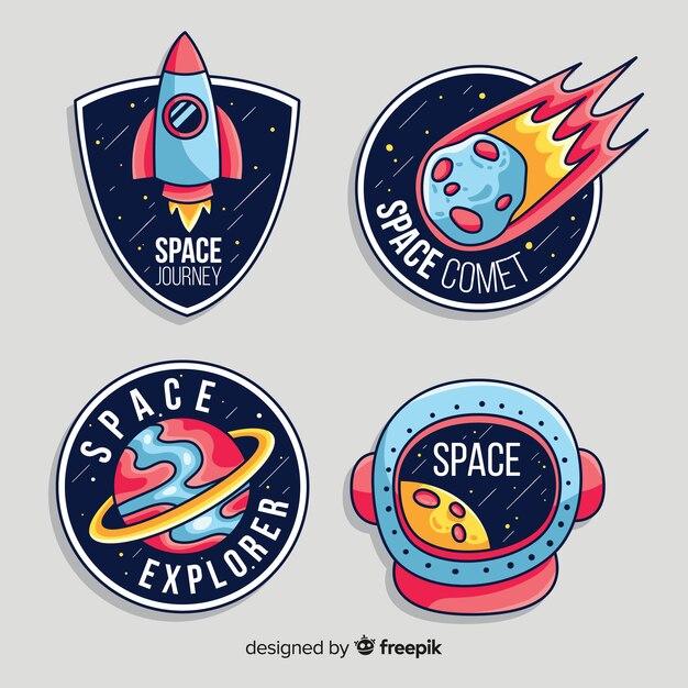 Pack of modern space stickers