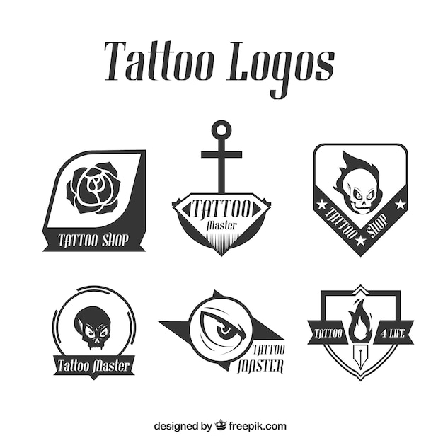 Pack of modern tattoo logos