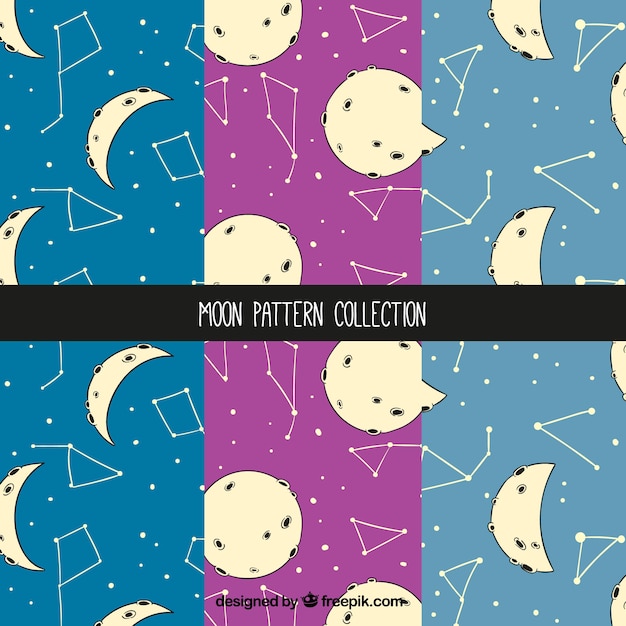 Free Vector pack of moon patterns and constellations