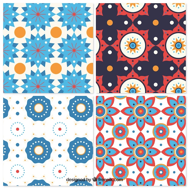 Free Vector pack of mosaic geometric shapes patterns