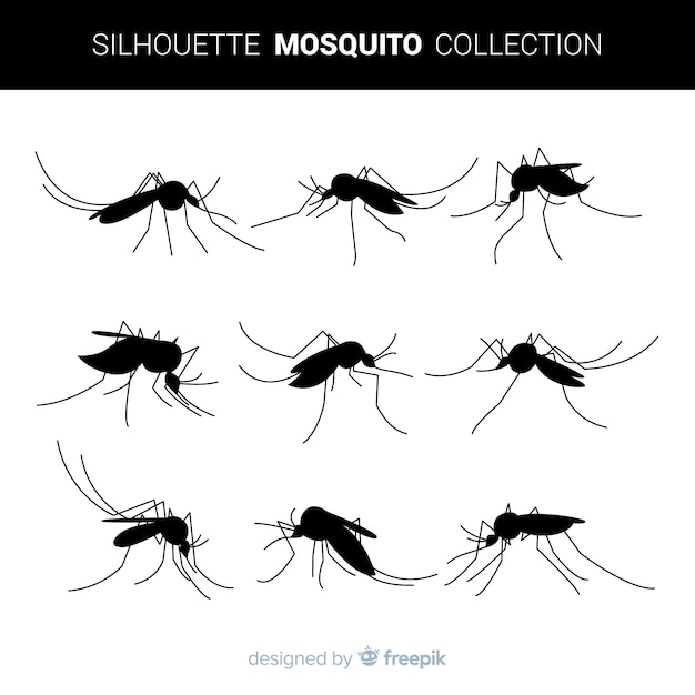 Free Vector pack of mosquito silhouettes in flat style