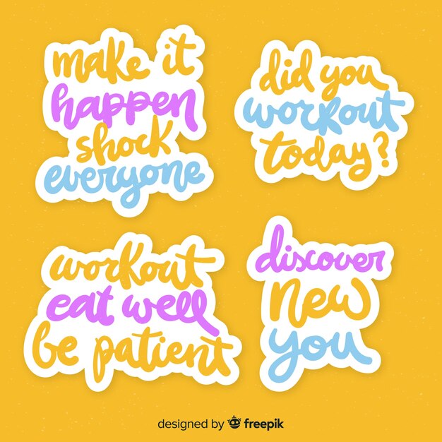 Pack of motivational lettering stickers