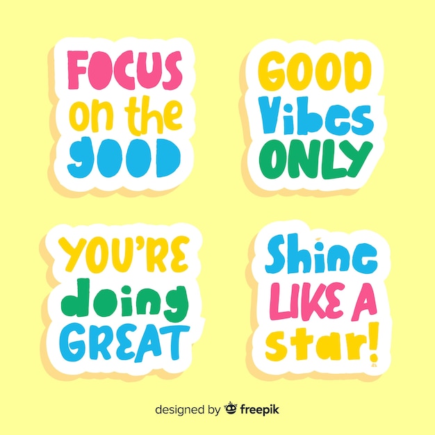 Free Vector pack of motivational lettering stickers