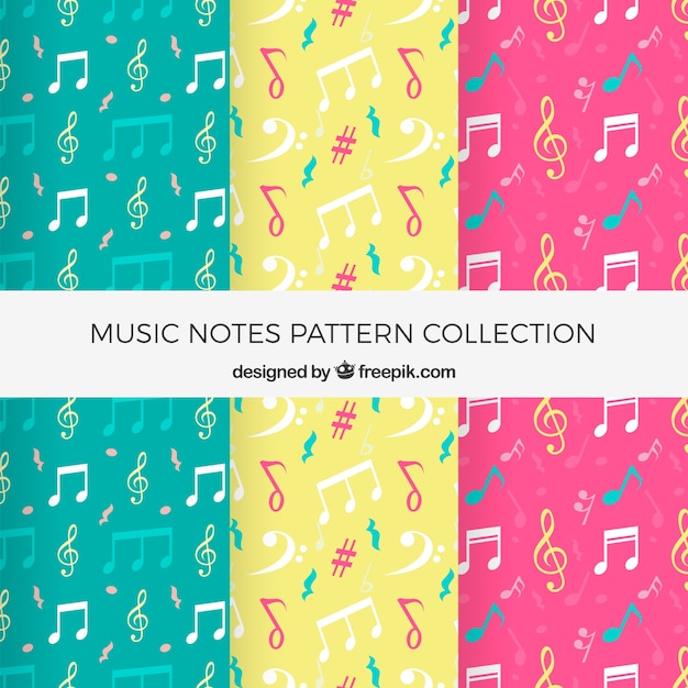 Free vector pack of musical notes patterns