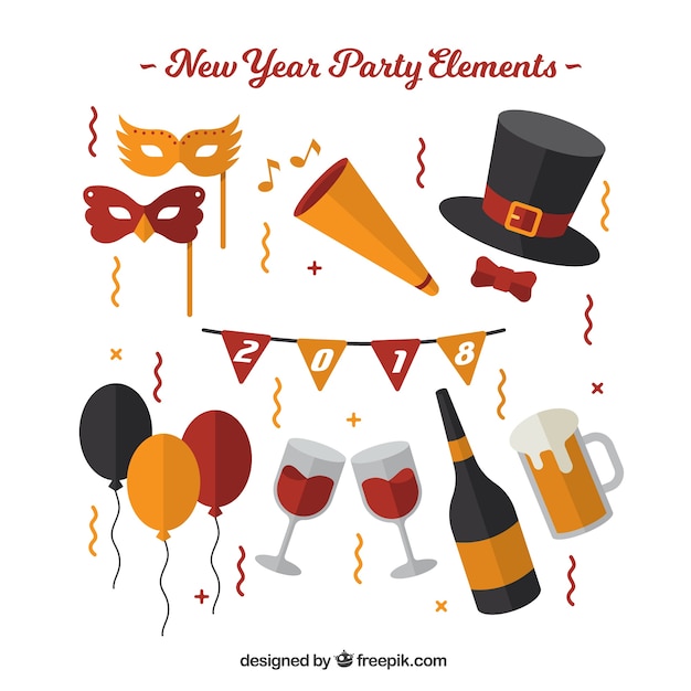 Free Vector pack of new year celebration elements