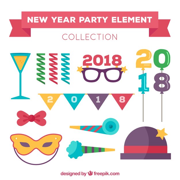 Pack of new year party elements