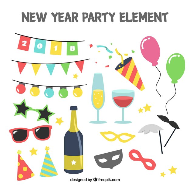 Pack of new year party elements