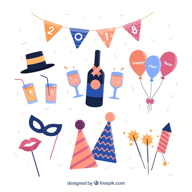 Free Vector pack of new year party elements