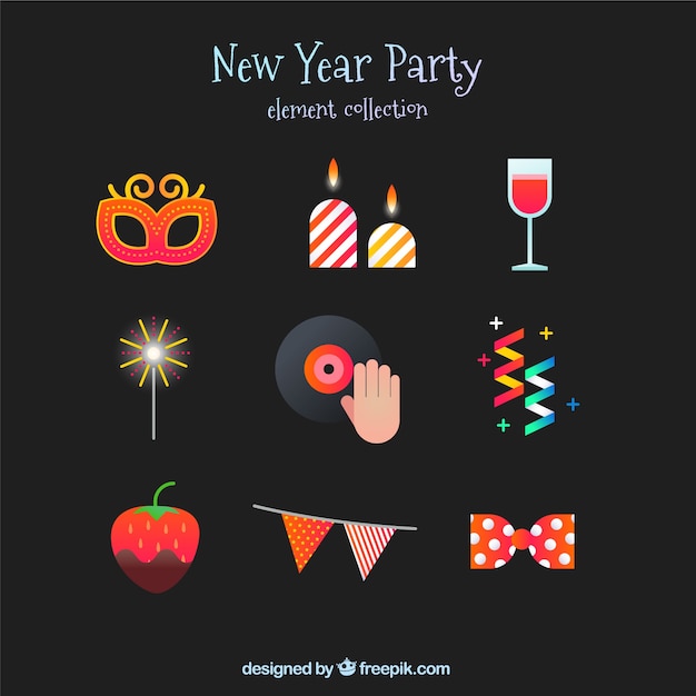 Free Vector pack of new year party elements