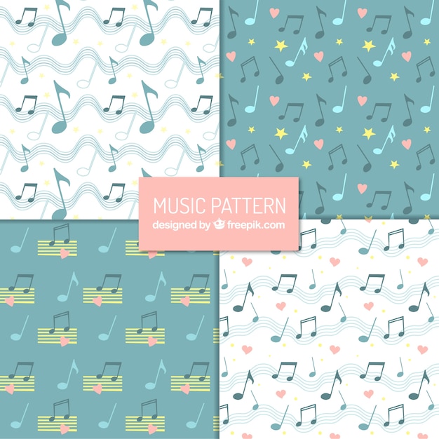 Free vector pack of nice musical notes patterns