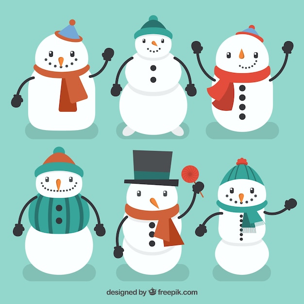 Free Vector pack of nice snowmen