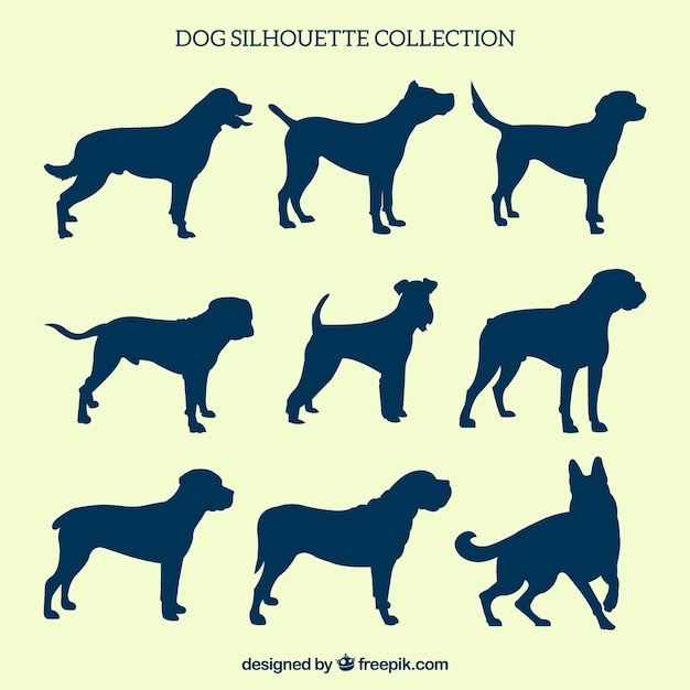 Free Vector pack of nine dog silhouettes