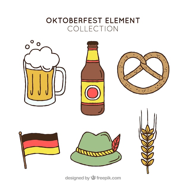 Free Vector pack of oktoberfest with hand drawn elements