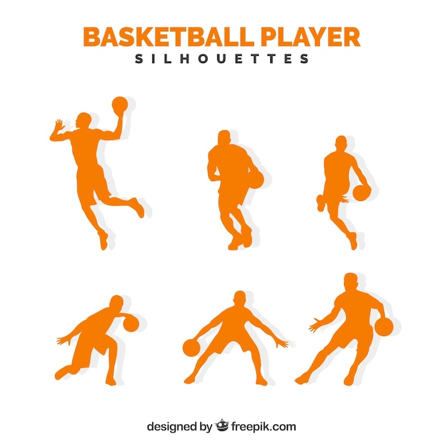 Free Vector pack orange basketball players silhouettes