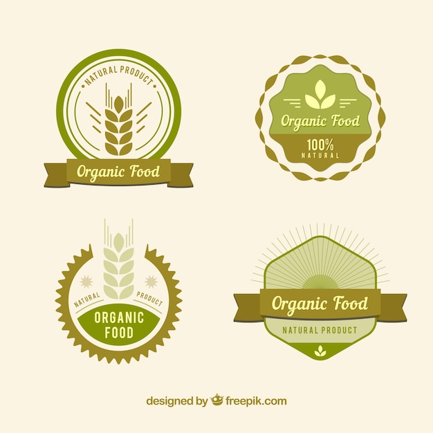 Free Vector pack of organic food retro stickers