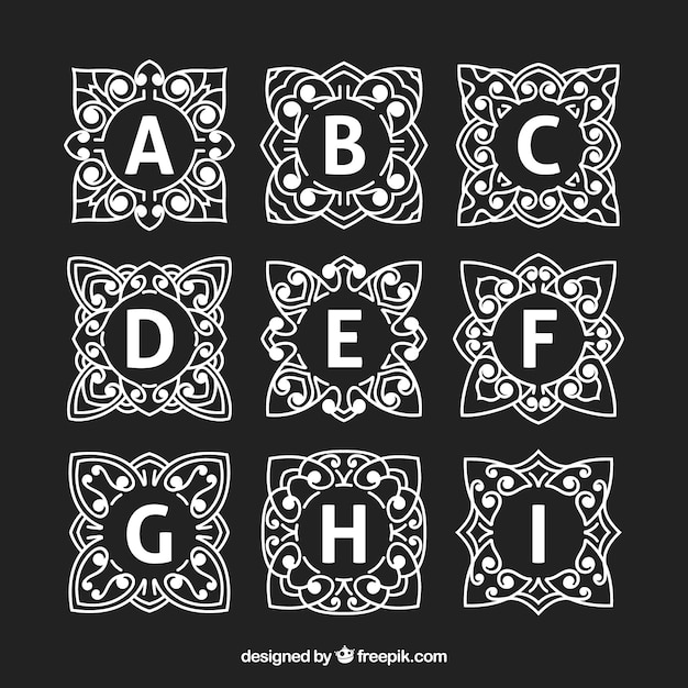 Free vector pack of ornamental floral monograms