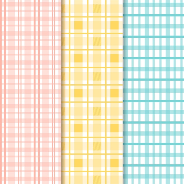 Free vector pack of pastel gingham pattern