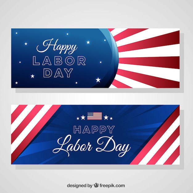 Free vector pack of patriotic banners for labor day