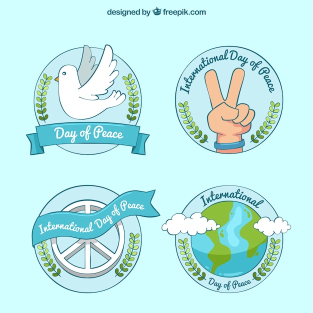 Pack of peace hand drawn stickers