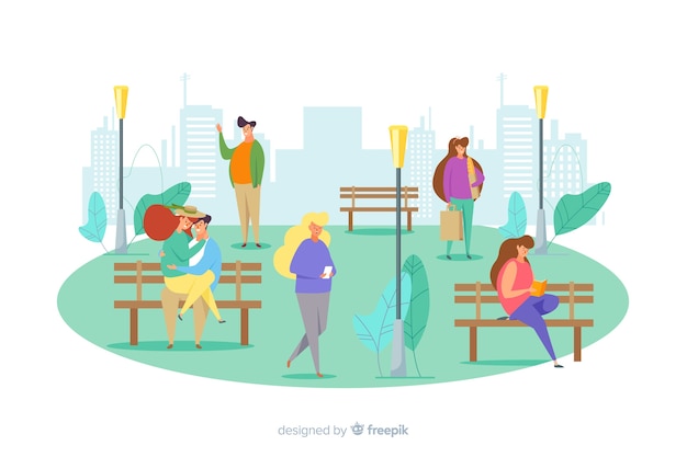 Free Vector pack of people in the park