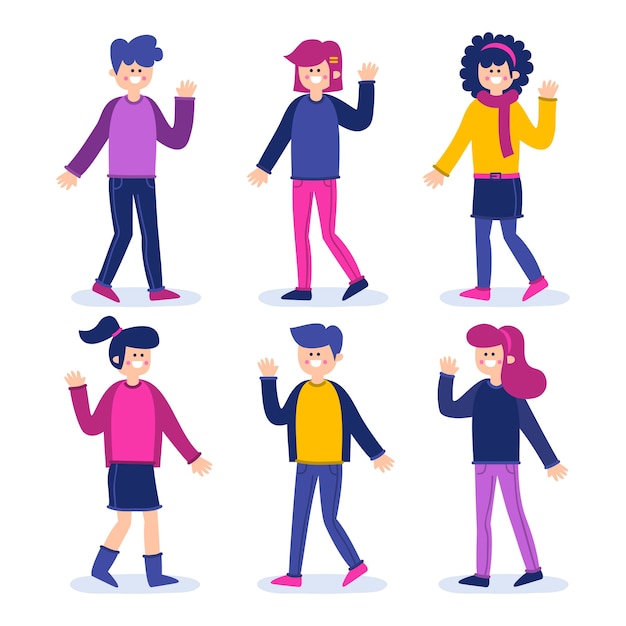 Free vector pack of people waving hand