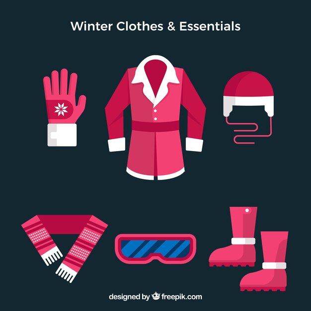 Pack of pink winter clothes