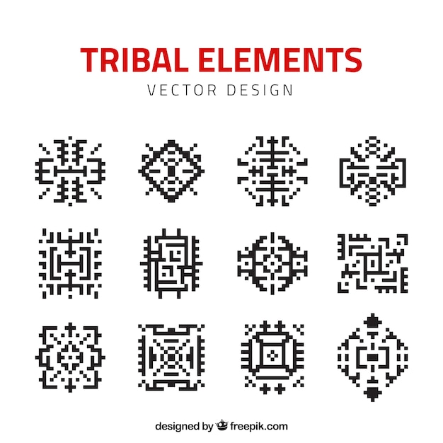 Pack of pixel tribal elements