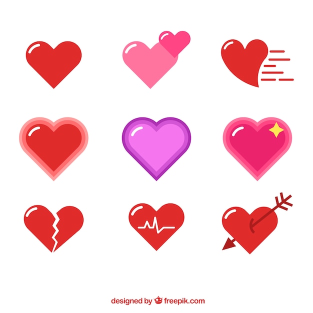 Free Vector pack of pretty hearts