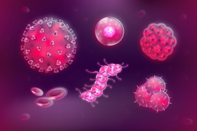 Pack of realistic virus illustrations