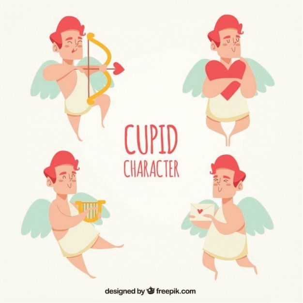 Free Vector pack of red-headed cupid characters