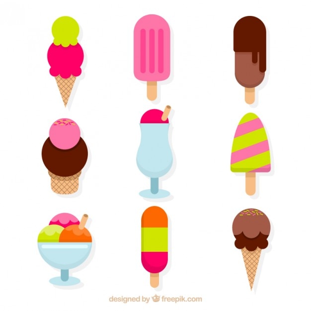 Free Vector pack refreshing and delicious flat ice-creams