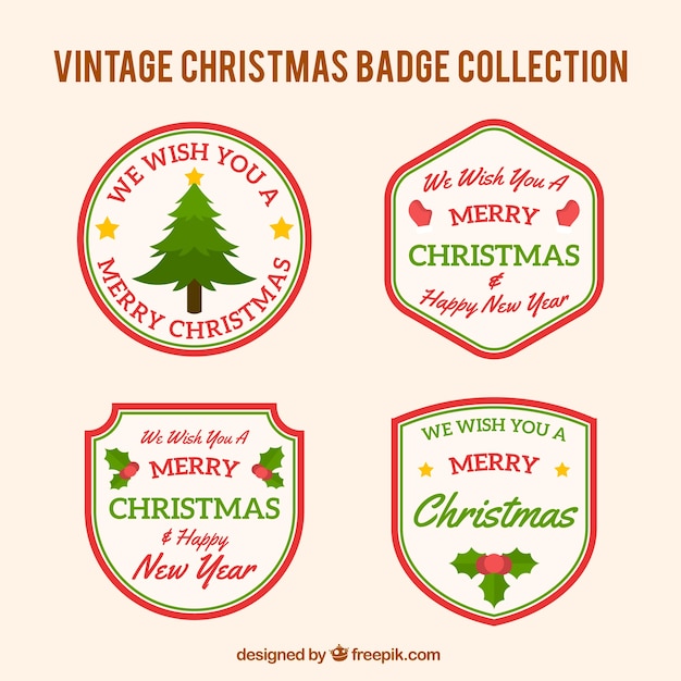 Free Vector pack of retro christmas badges