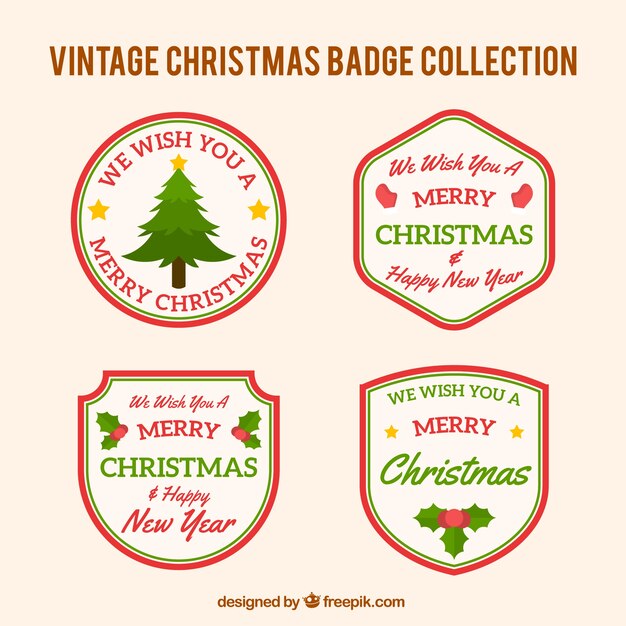 Pack of retro christmas badges