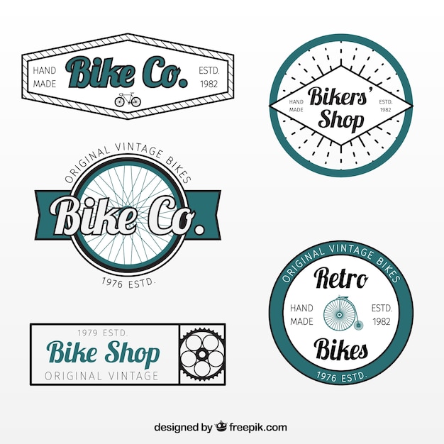 Pack of retro hand drawn bike badges