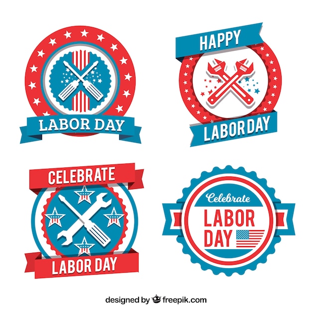 Free Vector pack of retro labor day logos