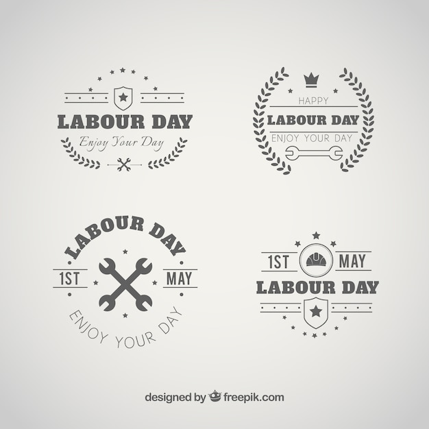 Free Vector pack of retro labour day badges