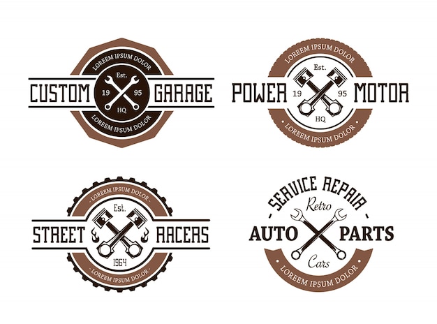 pack of retro service repair badges