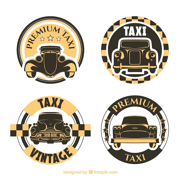 Free Vector pack of rounded old taxi labels