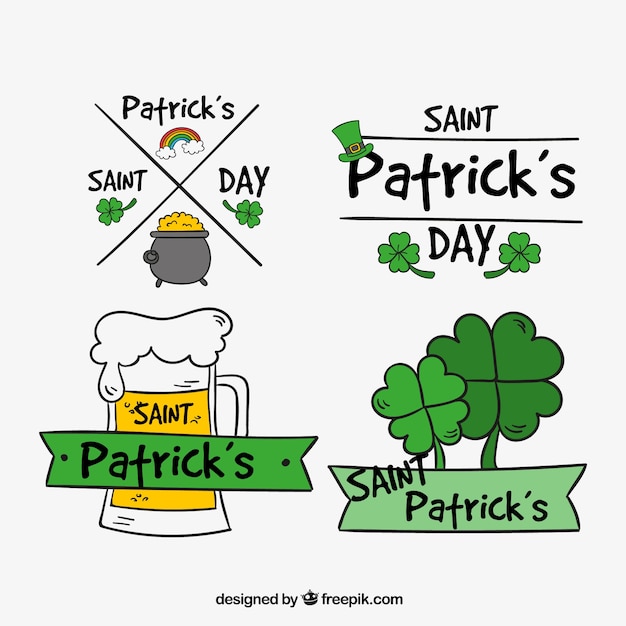 Free Vector pack of saint patrick's day badges