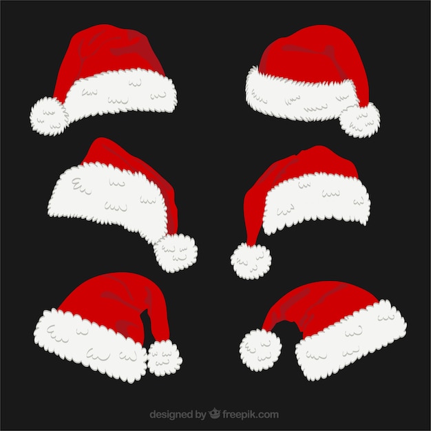 Free vector pack of santa claus hats