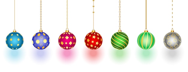 Free Vector pack of shinny christmas bauble design in different colors vector illustration