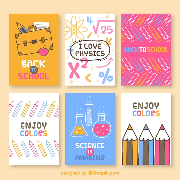 Pack of six back to school cards