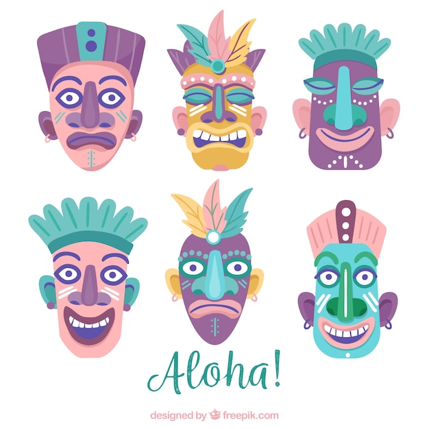 Pack of six beautiful tiki masks