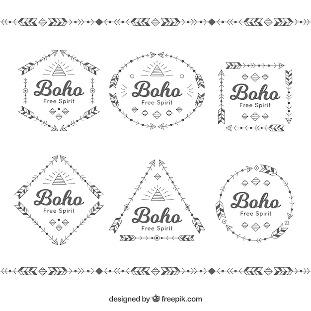 Pack of six boho badges