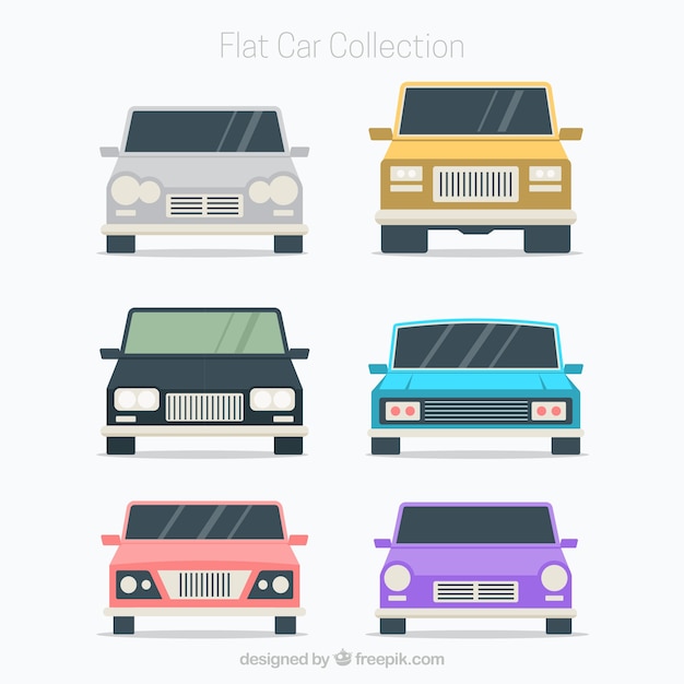 Free Vector pack of six cars in front perspective