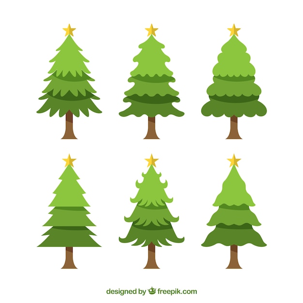 Pack of six christmas trees