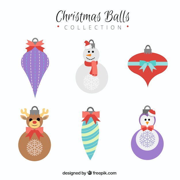 Pack of six decorative christmas balls