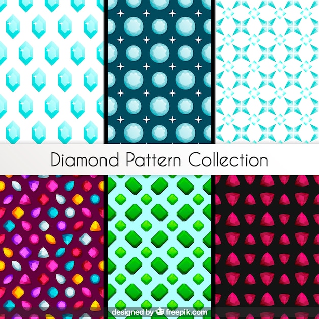 Pack of six patterns with precious gems