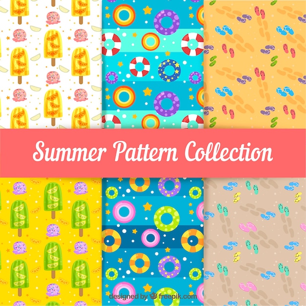 Free Vector pack of six summer patterns