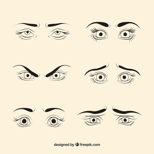 Free Vector pack of sketches of female eyes